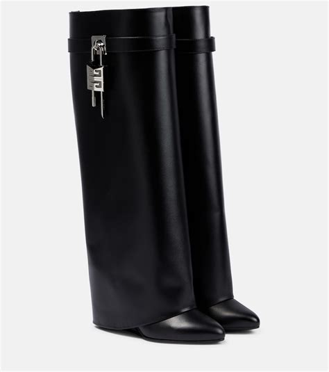 givenchy leather wedge knee boots|givenchy shark lock inspired boots.